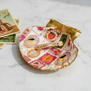 Coastal Patchwork Shell Trinket Dish Ring Holder | Fun Unique Gift Trinket Dish